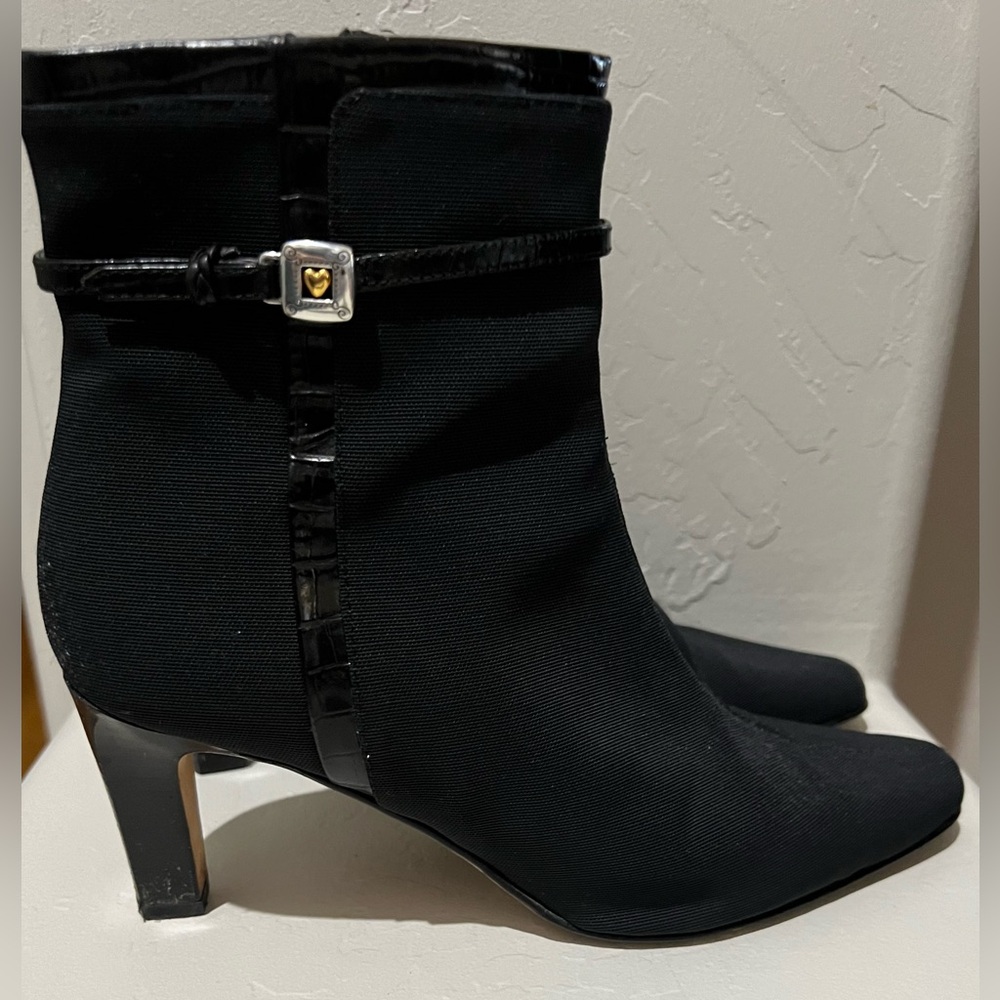 Brighton Vintage Regina Black Fabric/ Leather Ankle  Boots